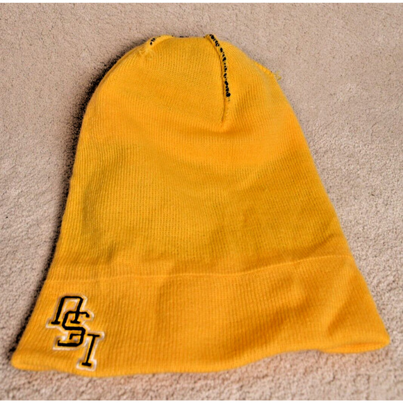 LSU Fighting Tigers Knit Cap with Pom-Pom Purple & Gold Embroidered Winter Hat - Picture 11 of 11